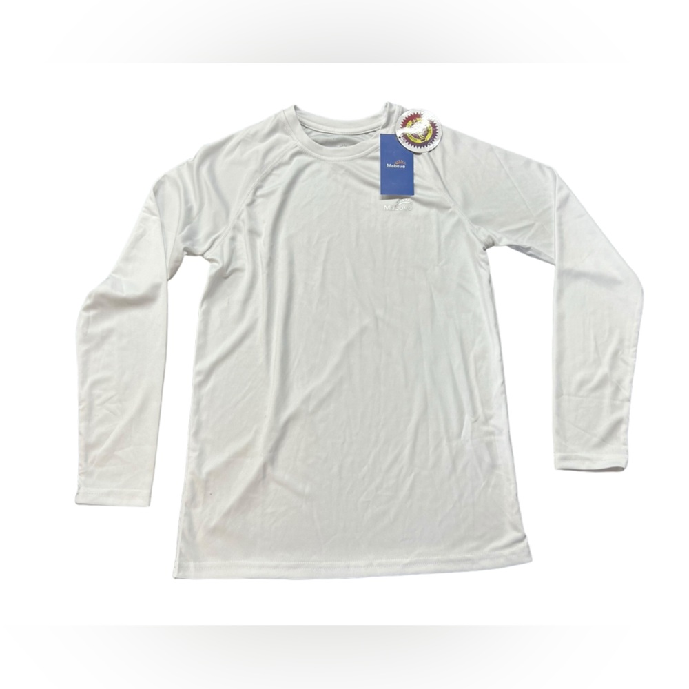MABOVE youth unisex white long sleeve swim protection UPF 50 + shirt NWT